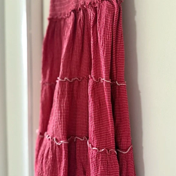 NWOT Max Studio Red & White Ruffle Trim Mini Dress Cotton Blend Size Small - Picture 3 of 7